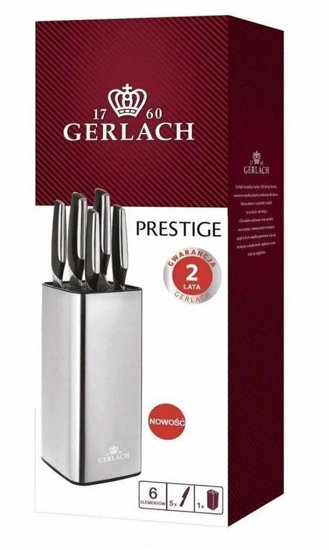 Набор кухонных ножей в стальном блоке Gerlach Prestige 5 шт