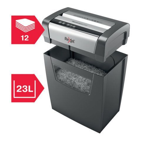 Уничтожитель (шредер) REXEL MOMENTUM X312, 3 уровень секретности, фрагменты 5х42 мм, 12 листов, 23 л, 2104572EU