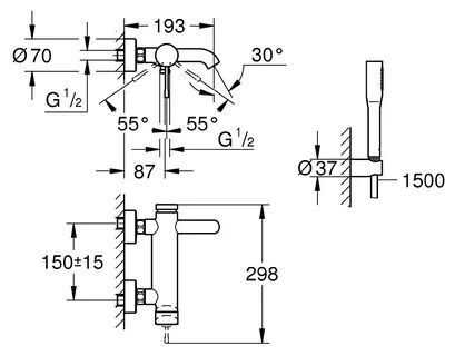 Однорычажный смеситель для ванны Grohe Essence QUICK FIX 33624DA1