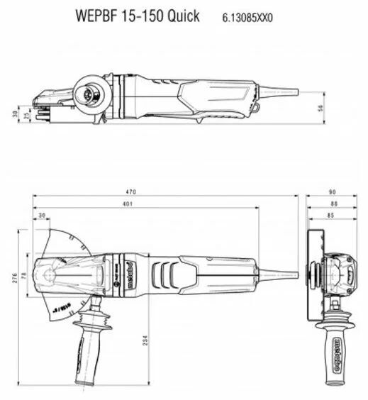 Угловая шлифмашина сетевого питания Metabo WEPBF 15-150 Quick 613085000