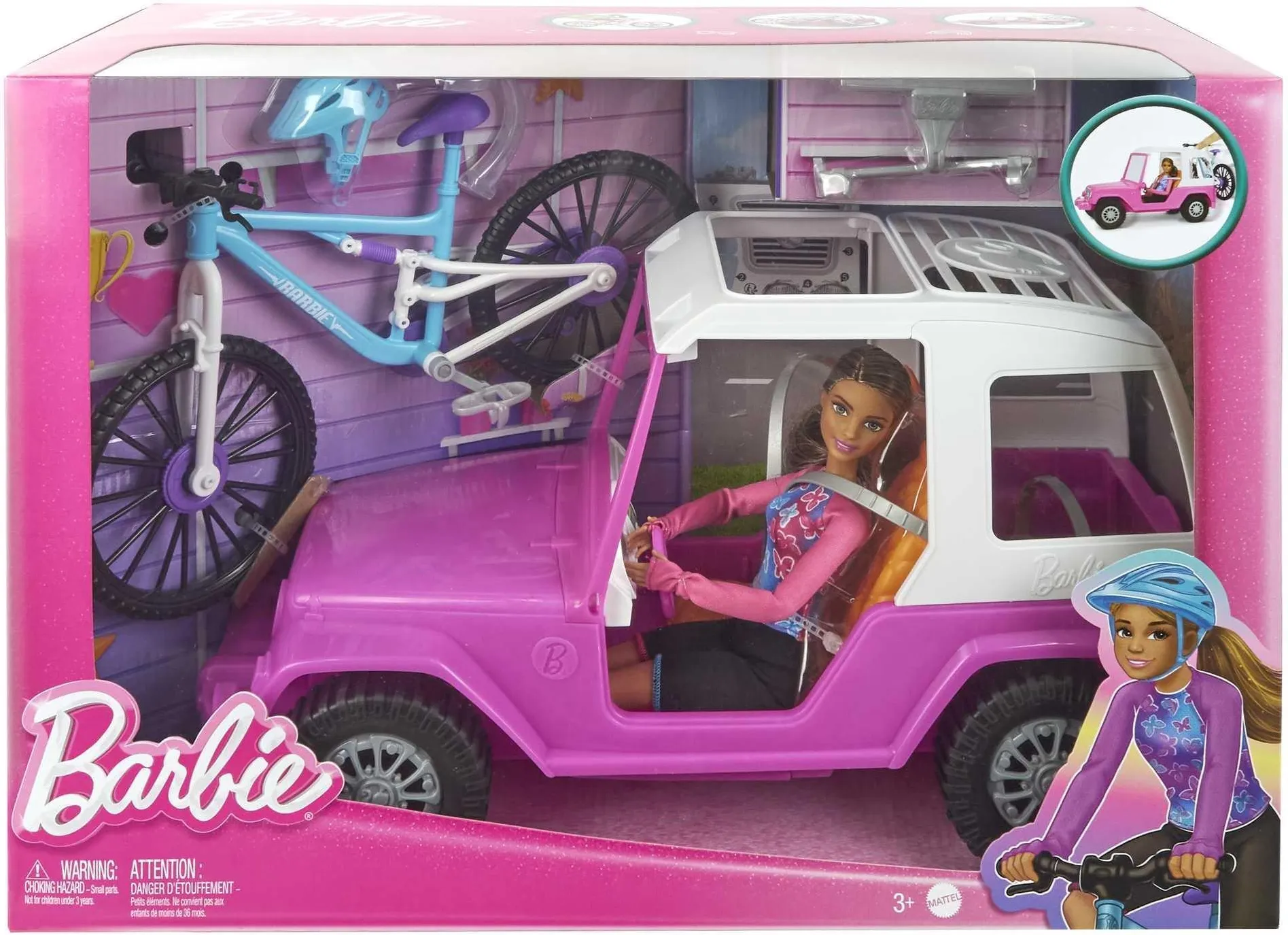 Кукла BARBIE MADE TO MOVE + AUTO JEEP + ROWER HKB06