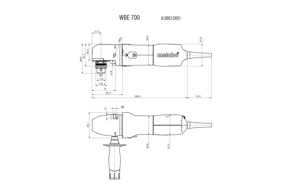 Угловая сетевая дрель Metabo WBE 700