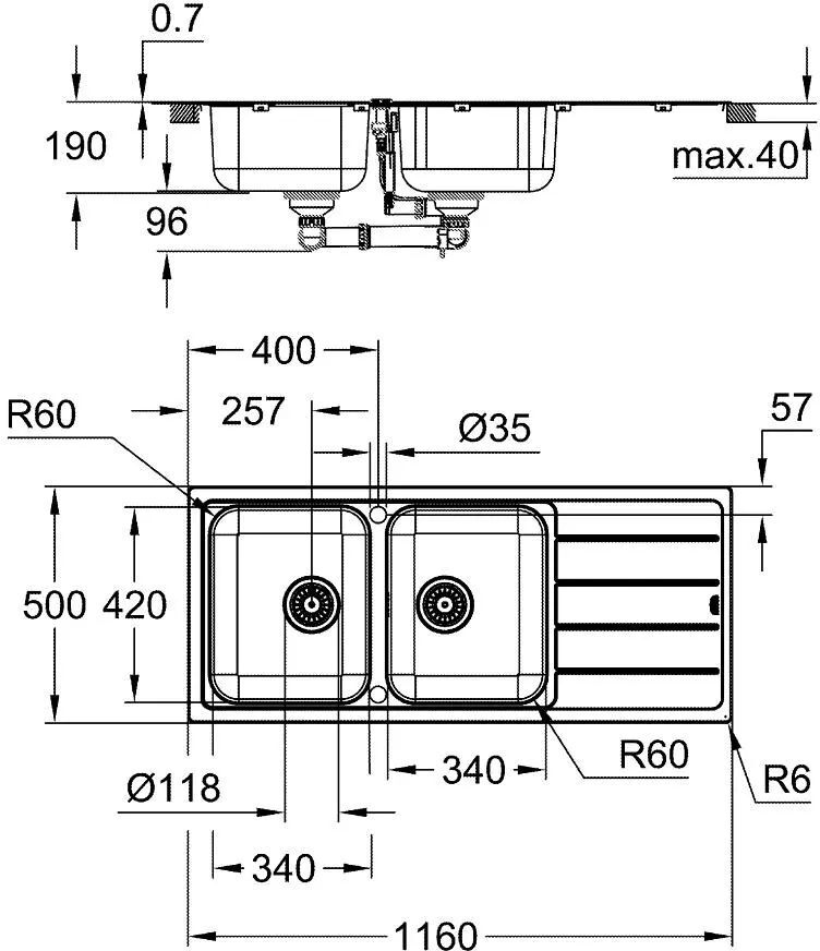 Мойка из нержавеющей стали Grohe K500 31588SD1