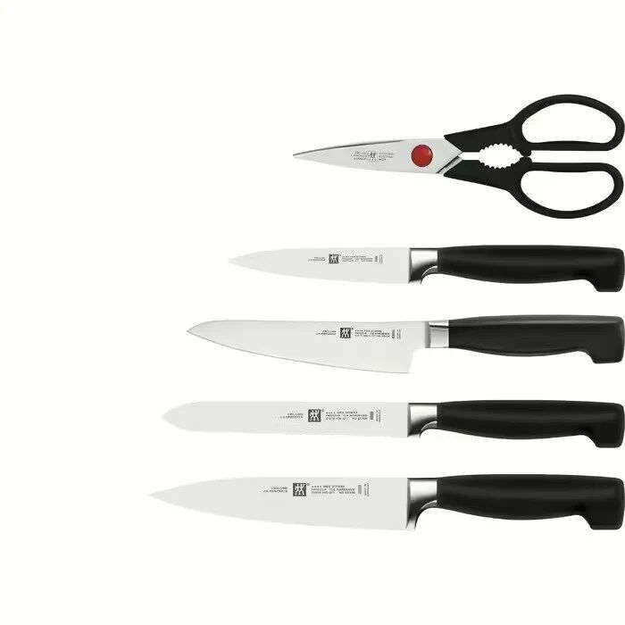 ZWILLING Four Star White 6 эл. - кухонные ножи кованые в блоке с ножницами (350213060)