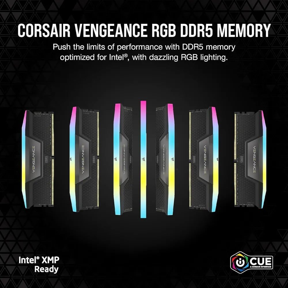 Оперативная память Corsair VENGEANCE DDR5 Black 6400 МГц RGB A C 2x16 ГБ (CMH32GX5M2B6400C32)