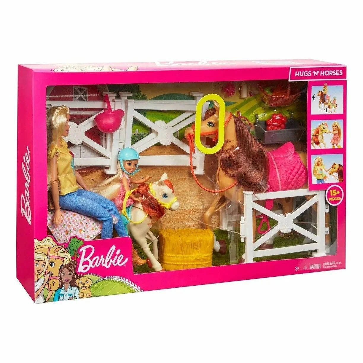 Набор кукол Barbie Барби, Челси и любимые лошадки, FXH15