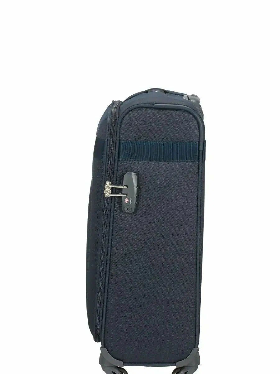 Чемодан Samsonite, текстиль, полиэстер, адресная бирка, 42 л, синий