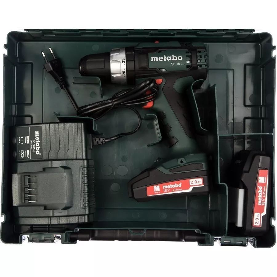 Перфоратор аккумуляторный Metabo SB 18 L Set 602317540 в кейсе metaBOX 145 с 3 аккум. Li-Power 18 V/2.0 Ah и ЗУ SC 30