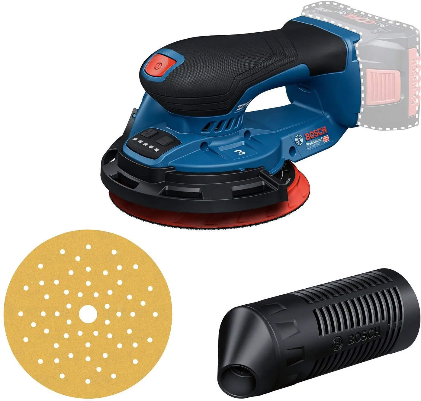 Эксцентриковая шлифовальная машина аккумуляторная Bosch GEX 18V-150-3 Professional 0601372903