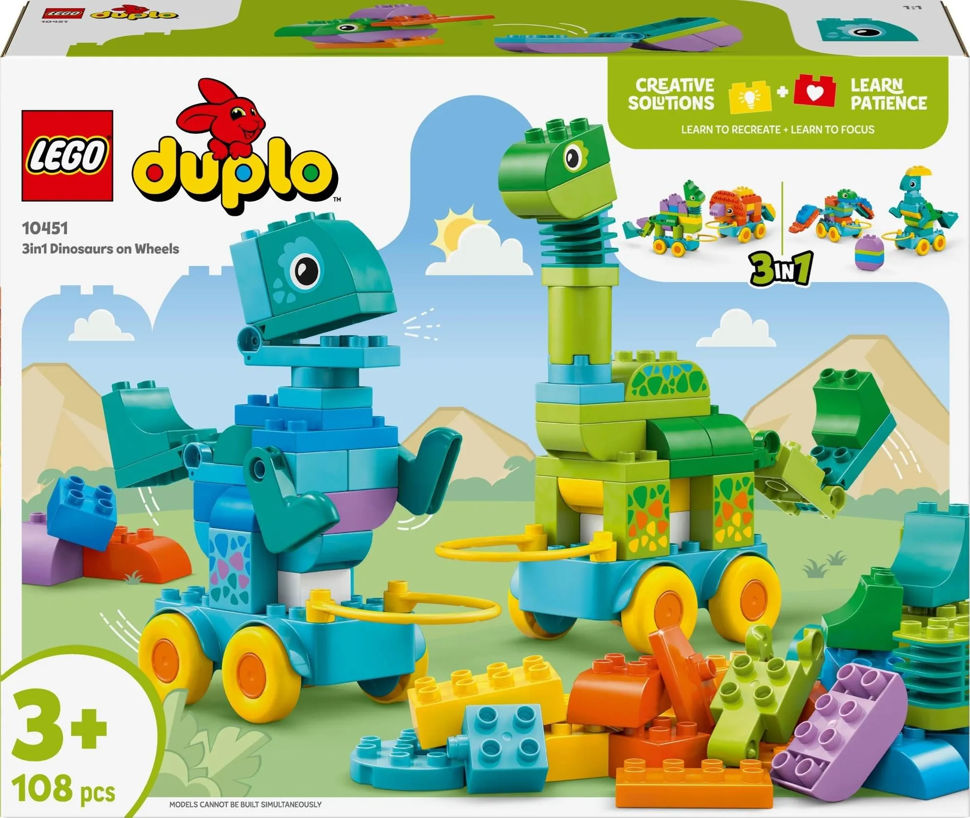 Конструктор LEGO DUPLO 10451 Динозавры на колёсах 3 в 1