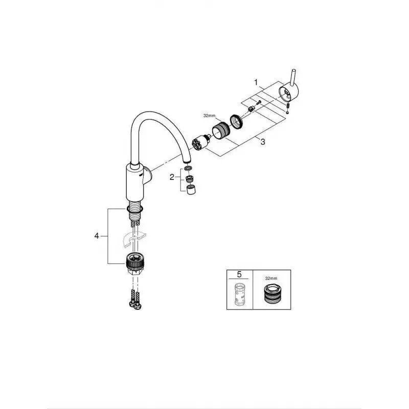 Смеситель для кухни (мойки) Grohe Concetto 32661DC3 супер сталь