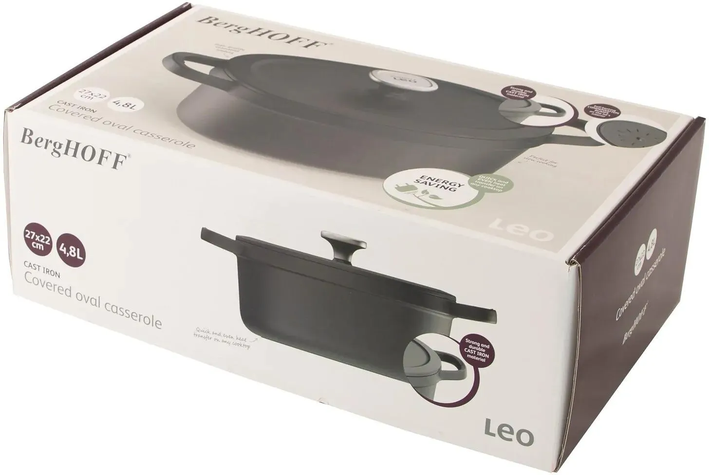 Чугунный горшок Berghoff с крышкой Leo Graphite 27x22 см 4,8 л (3950616)