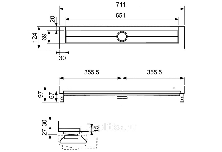 Душевой желоб TECE drainline (600701)