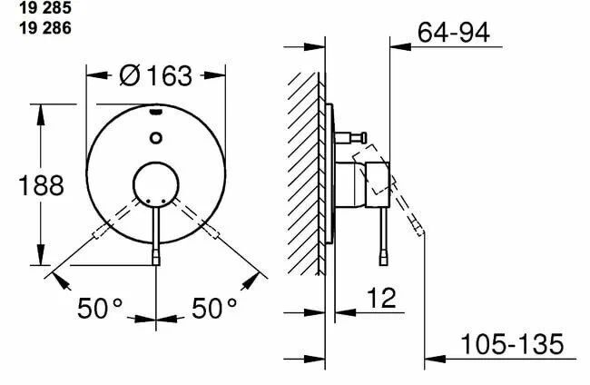 Смеситель однорычажный для ванны Grohe Essence New 19285 001 (19285001)