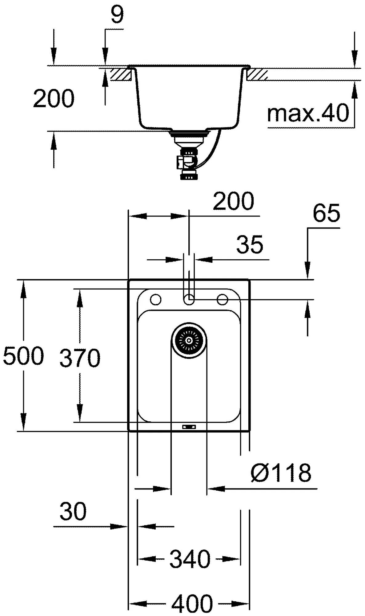 Композитная мойка из черного гранита Grohe K700 31650Ap0