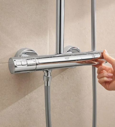 Душевая система с термостатом для настенного монтажа Grohe Vitalio 250 26696001 хром
