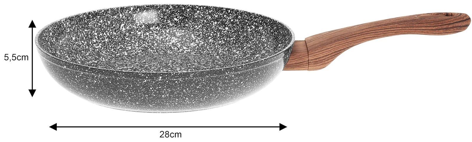 Набор из 3 сковородок Kinghoff 20/24/28 см, гранит Wood (Kh1030)