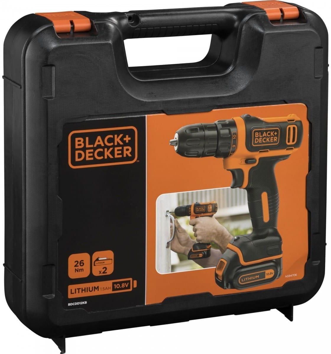 Аккумуляторная дрель-шуруповерт BLACK+DECKER BDCDD12K1