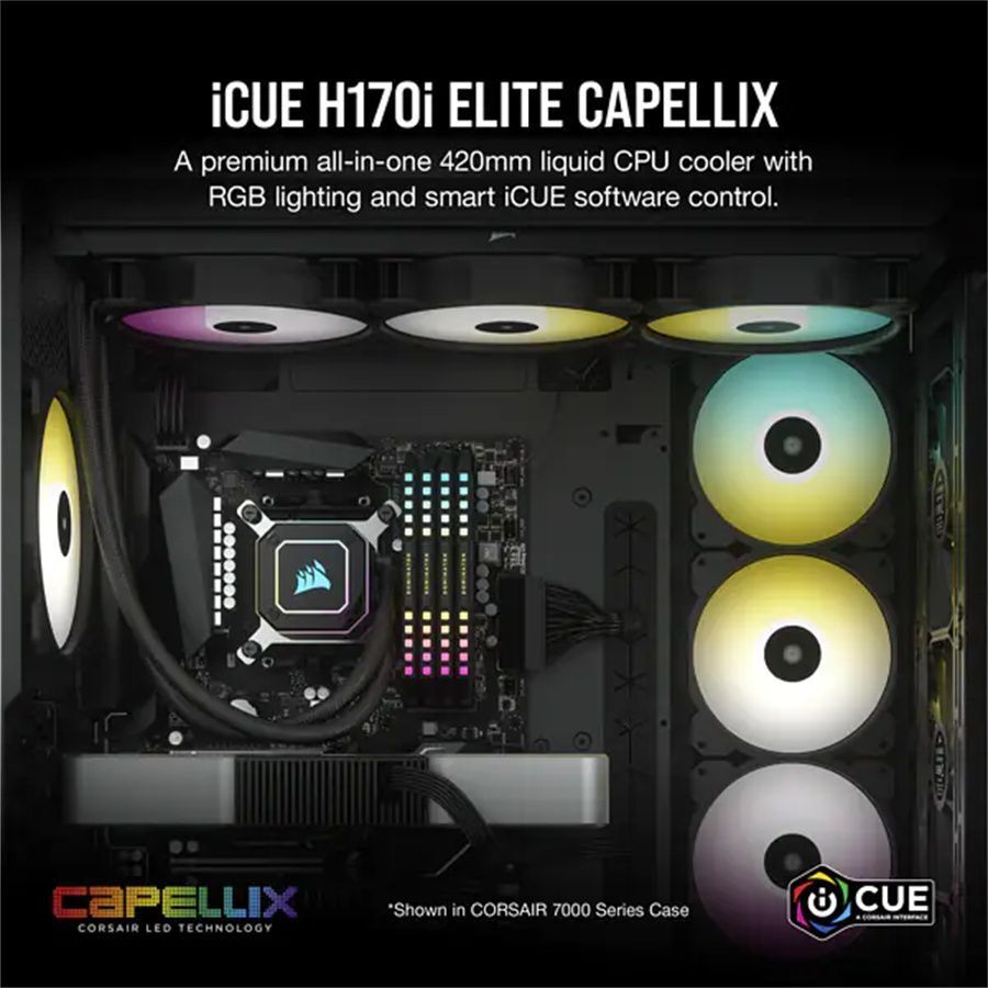 Corsair iCUE H170i ELITE CAPELLIX Liquid CPU Cooler жидкостное компьютерное охлаждение CW-9060055-WW