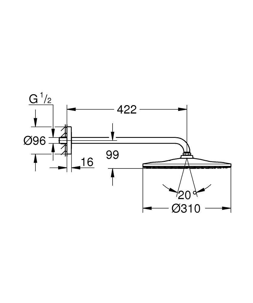 Верхний душ Grohe Rainshower 310 Mono 26558000, хром