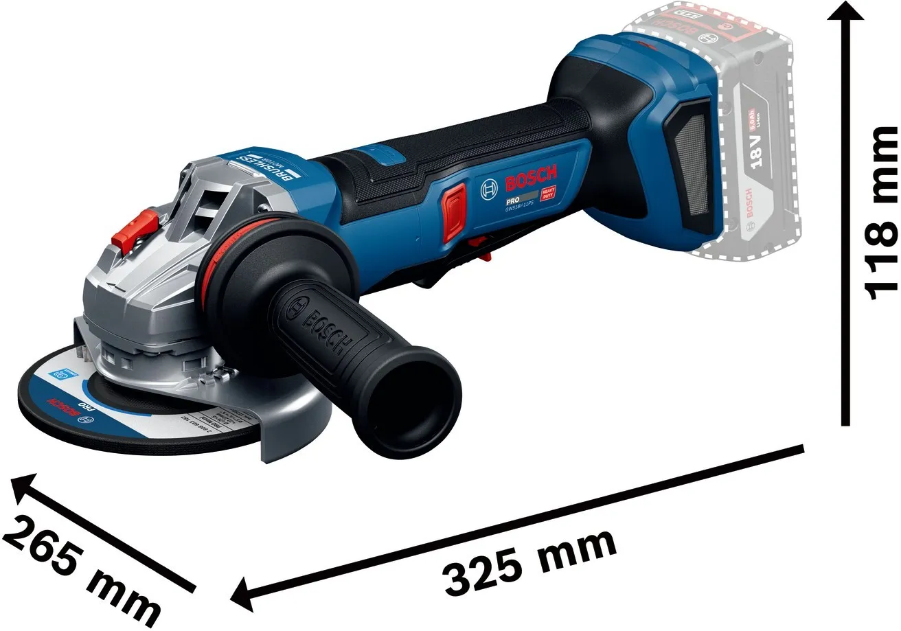 Аккумуляторная угловая шлифовальная машина Bosch GWS 18V-11PS Professional 06019N4301