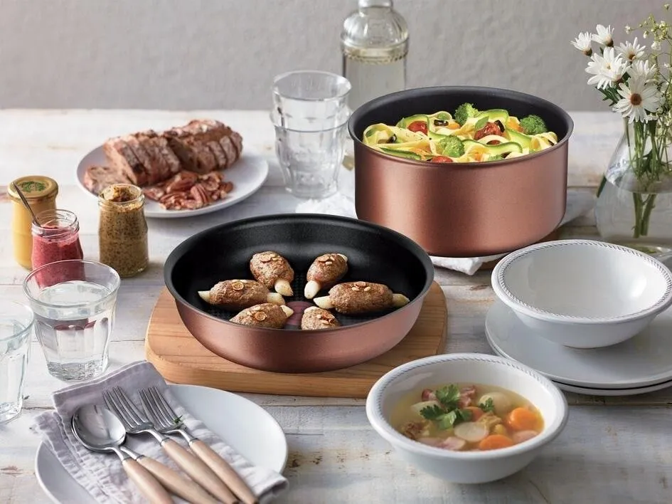 Набор посуды со съемной ручкой Tefal Ingenio Eco Respect L7609153, 5 предметов, коричневый