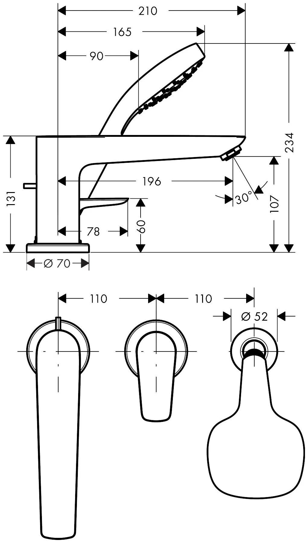 Смеситель на борт ванны Hansgrohe Talis E 71731000