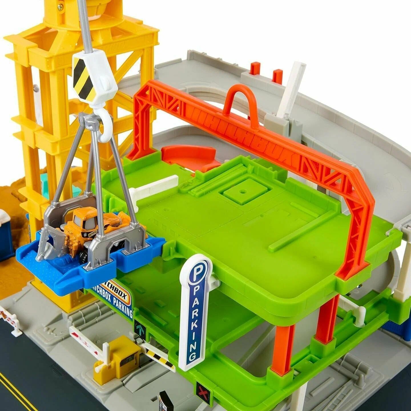 Игрушечный трек Matchbox Action Drivers - Игровой набор Строительная площадка с краном, звуком и светом HPD63