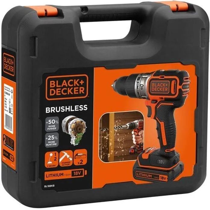 Дрель-шуруповёрт аккумуляторный Black&Decker BL188KB-QW 1*1.5 Ah 18 V с ЗУ