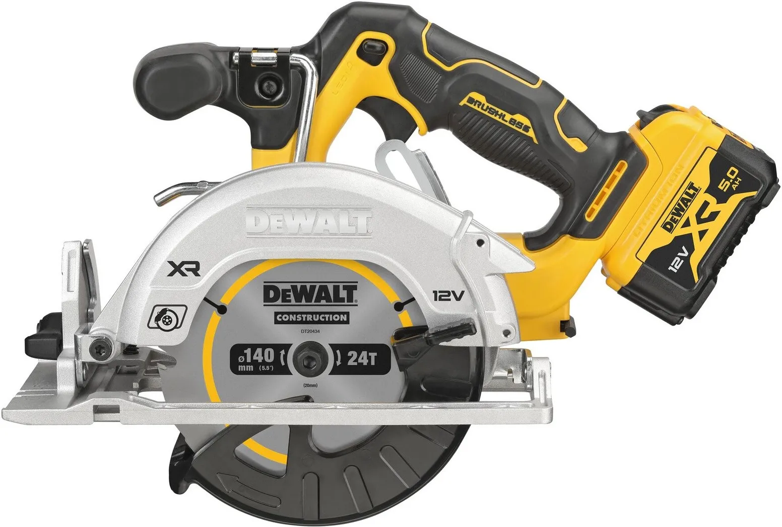 Аккумуляторная дисковая пила 12В DeWalt DCS512P2-QW, с 2 АКБ (5.0 Ач) и ЗУ
