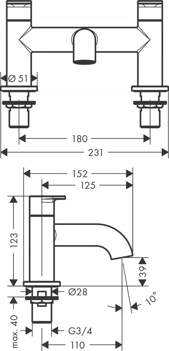 Смеситель для ванны/душа Hansgrohe Vernis Blend, хром 71442000