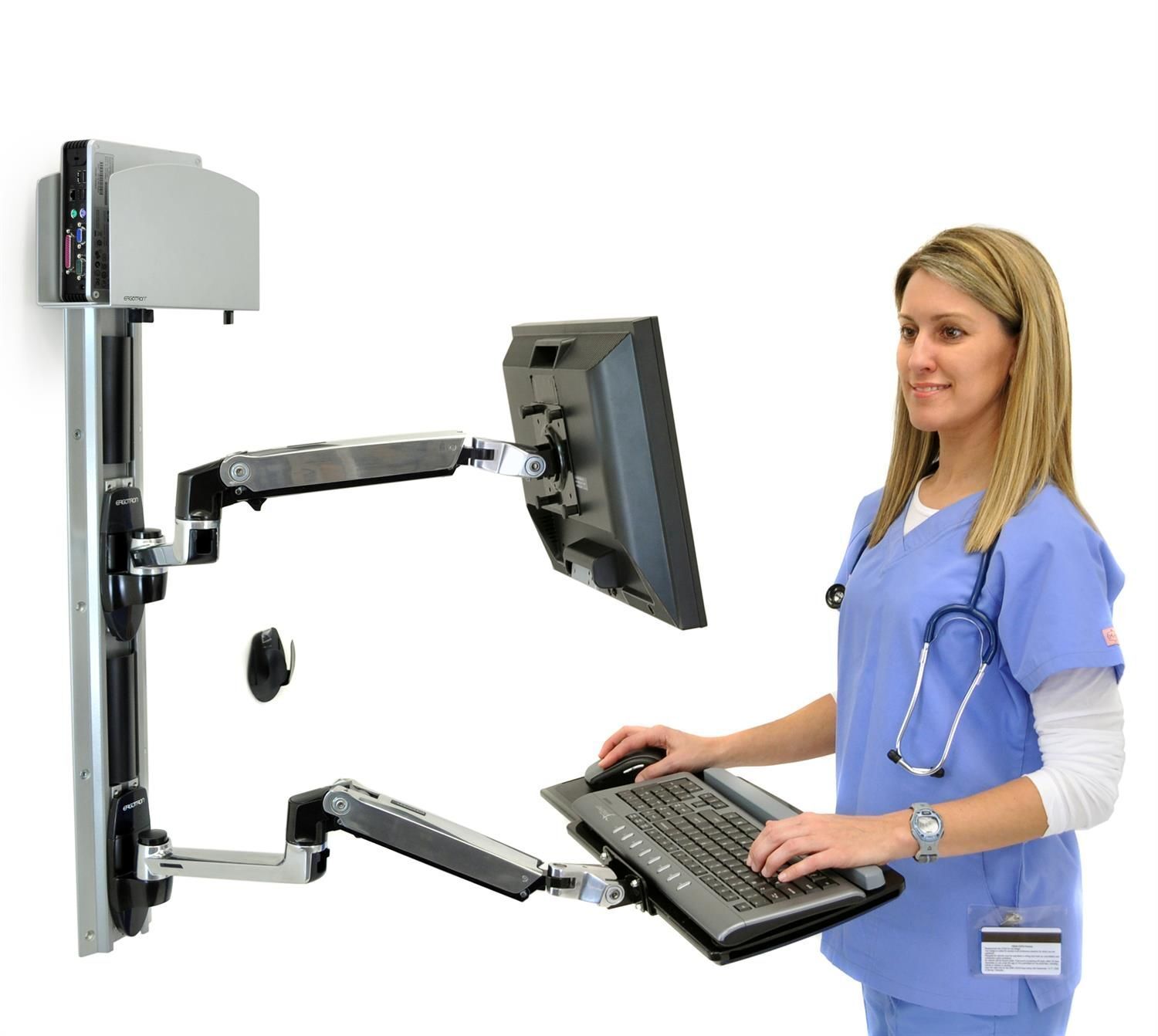 Ergotron 45-247-026 LX Wall Mount System Комбинированное настенное крепление для монитора и клавиатуры с креплением для системного блока