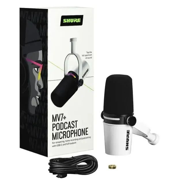 Микрофон Shure MV7+, белый