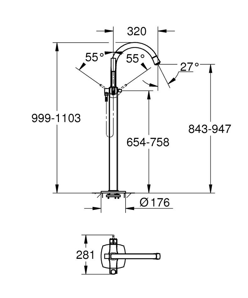 Смеситель для ванны Grohe Grandera 23318000
