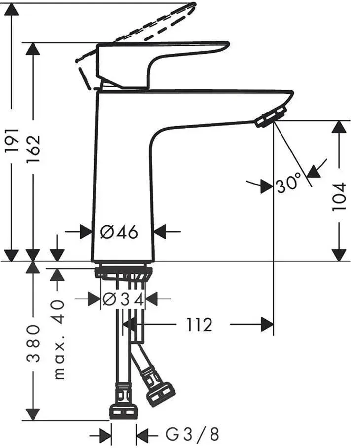 Смеситель для раковины Hansgrohe Talis E, белый матовый 71712700