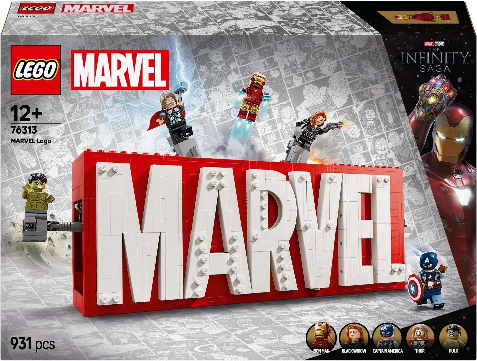 Конструктор LEGO Marvel 76313 Логотип MARVEL с минифигурками