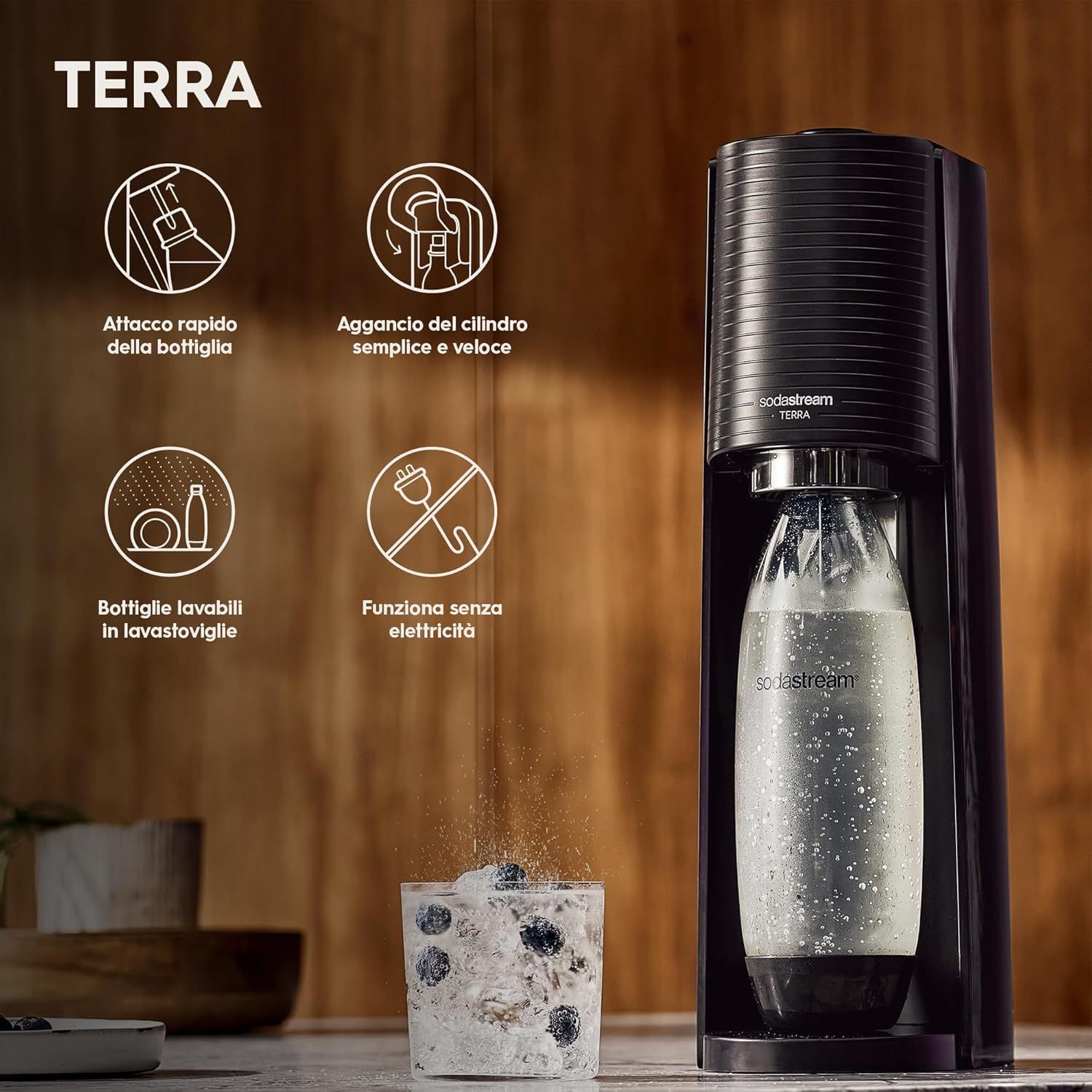 Сифон Sodastream Terra черный + 3 бутылочки