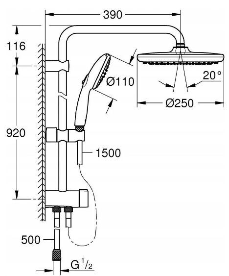 Душевая система Grohe Vitalio Start System 250 26989001
