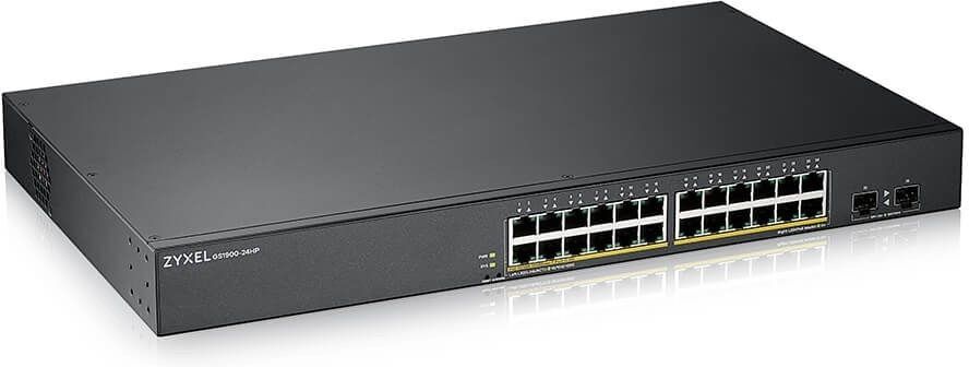 Коммутатор ZYXEL GS1900-24HPv2, Smart L2 PoE + switch rack 19 ", 24xGE PoE +, 2xSFP, PoE budget 170 W