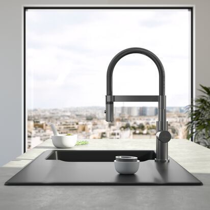 Однорычажный смеситель для кухни Villeroy & Boch Steel Expert Compact Anthracite (92730005)
