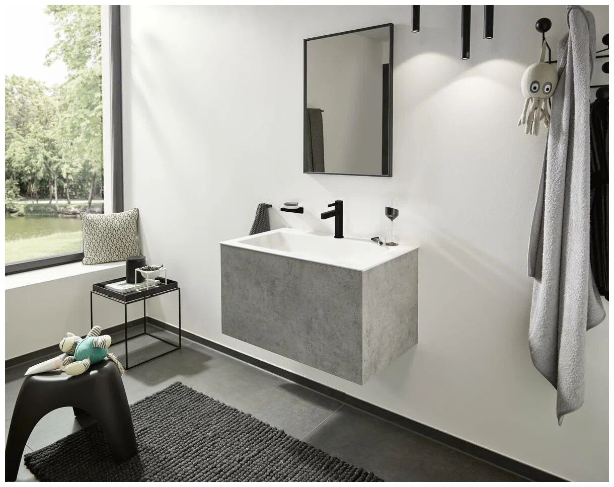 Смеситель для раковины Hansgrohe Finoris с донным клапаном черный матовый 76010670