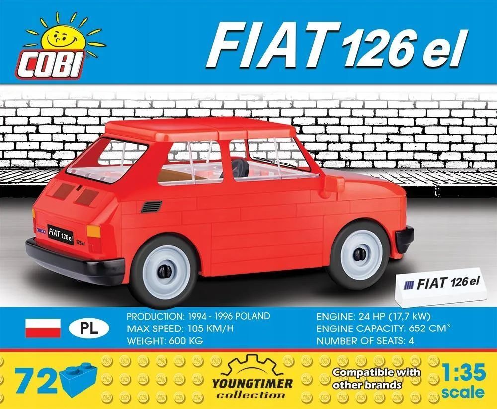 Конструктор пластиковый Cobi Fiat - Фиат 72эл. - Коби 24531