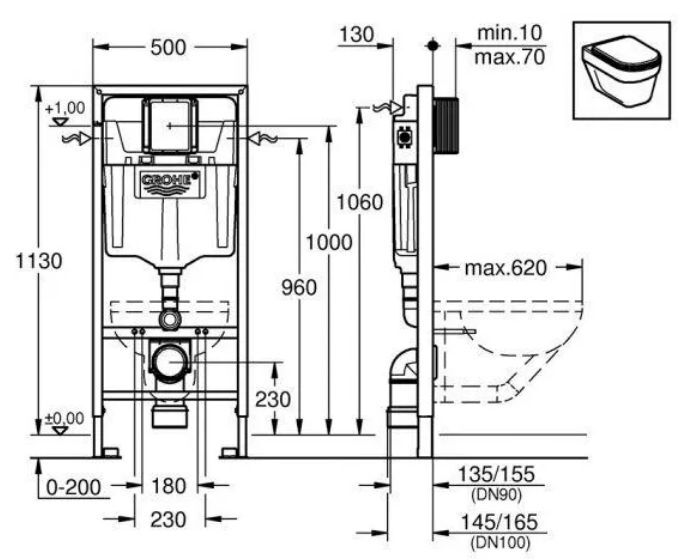 Комплект для скрытого монтажа подвесного унитаза Grohe Rapid-SL Rapid SL 38528001