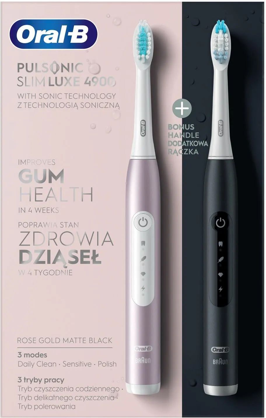 Электрическая зубная щетка Oral-B Pulsonic Slim Lux 4900 Черный, Розовый