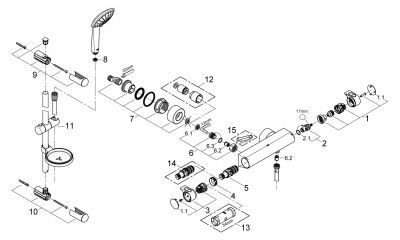 Термостатический смеситель для душа Grohe Grohtherm 2000 Cosmopolitan + Euphoria Massage 34195001