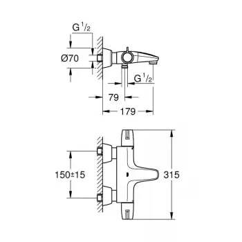 Термостатические настенные смесители для душа Grohe Dn 15 Grohtherm Special 34665000