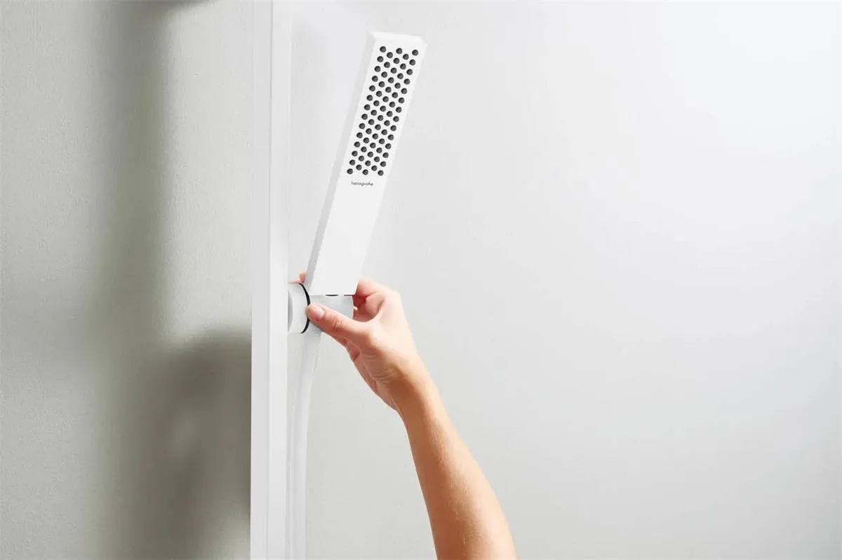 Душевой набор Hansgrohe Pulsify E 100 1Jet EcoSmart+ на штанге 65 см, белый матовый 24371700