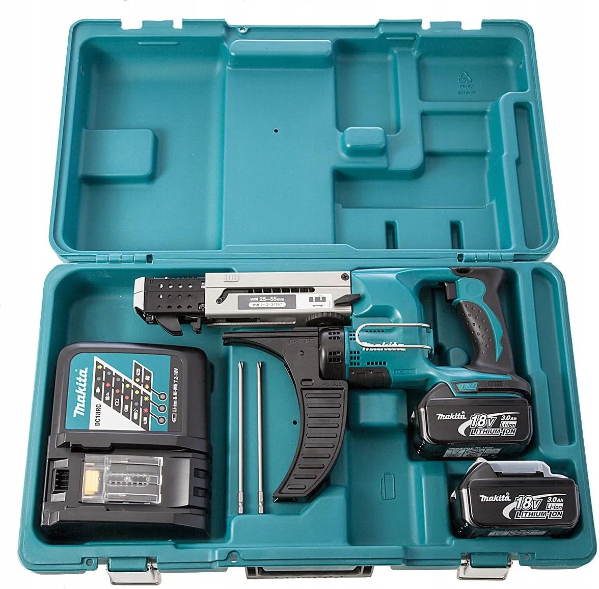 Аккумуляторный шуруповёрт с магазином Makita DFR550RFE 18 В, 2×3,0 А·ч АКБ, ЗУ