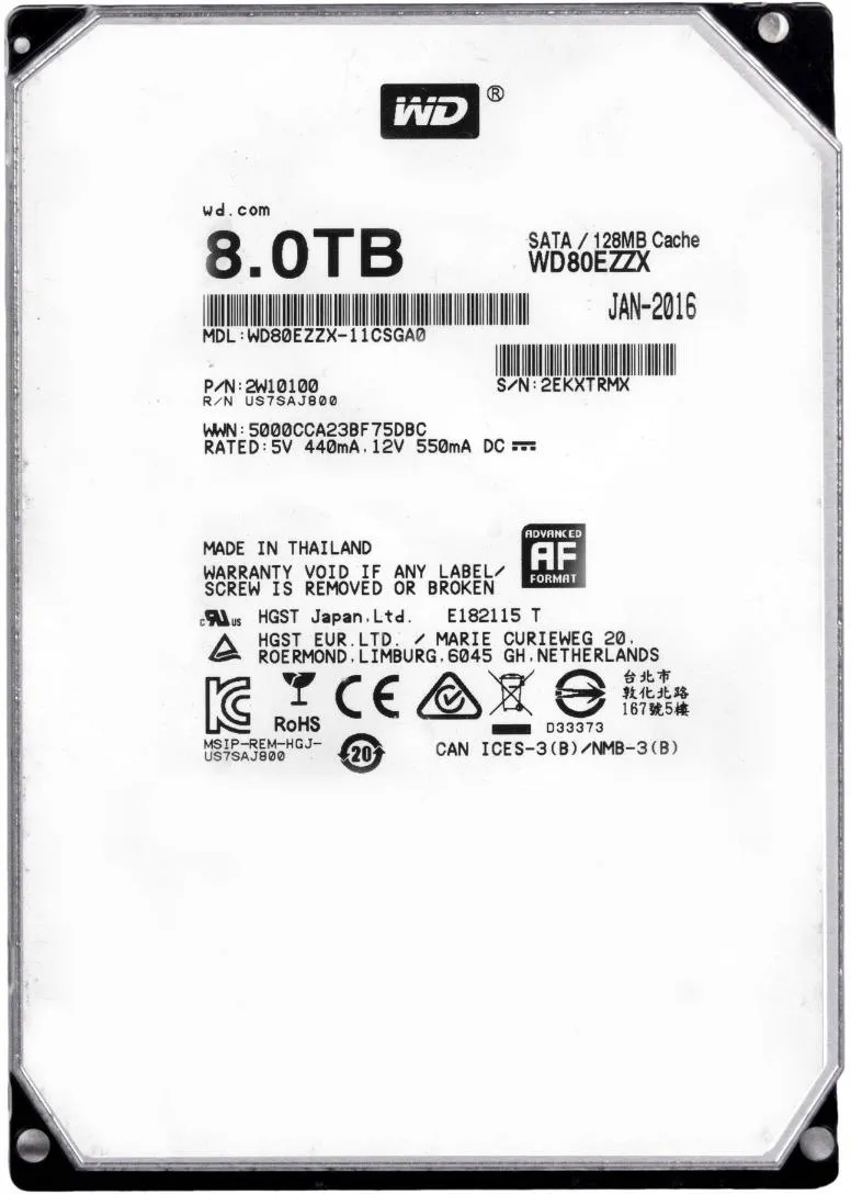 Жёсткий диск WD WD80EZZX 8TB 3.5" SATA III 5400RPM