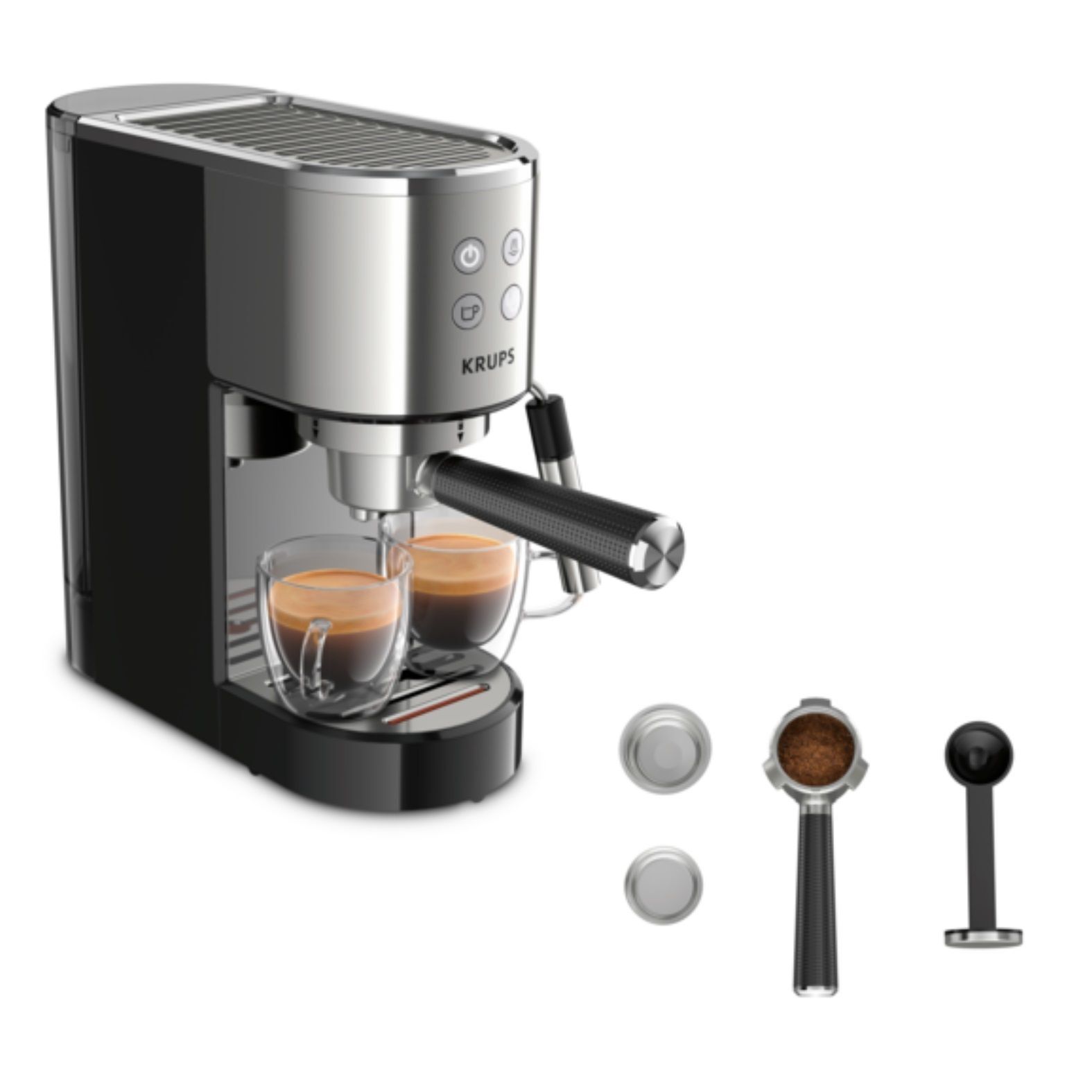 Кофеварка рожковая Krups Virtuoso XP442C11, черный/нержавеющая сталь